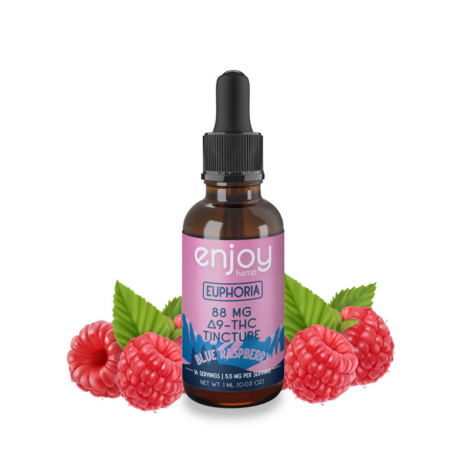 Enjoy Hemp Euphoria Delta 9 THC Microdose Tincture + Terpenes - Blue Raspberry (Sativa)