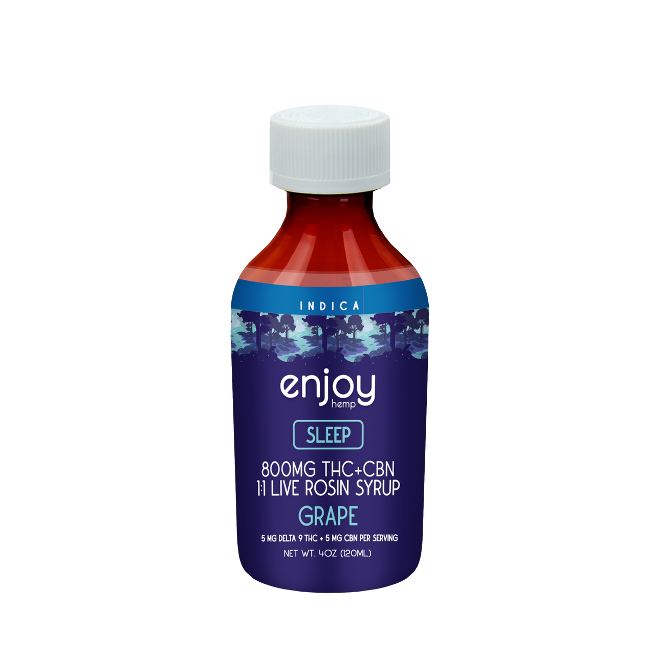 Enjoy Hemp 800 mg Live Rosin Delta 9 THC + CBN Syrup for Sleep - Grape (Indica)