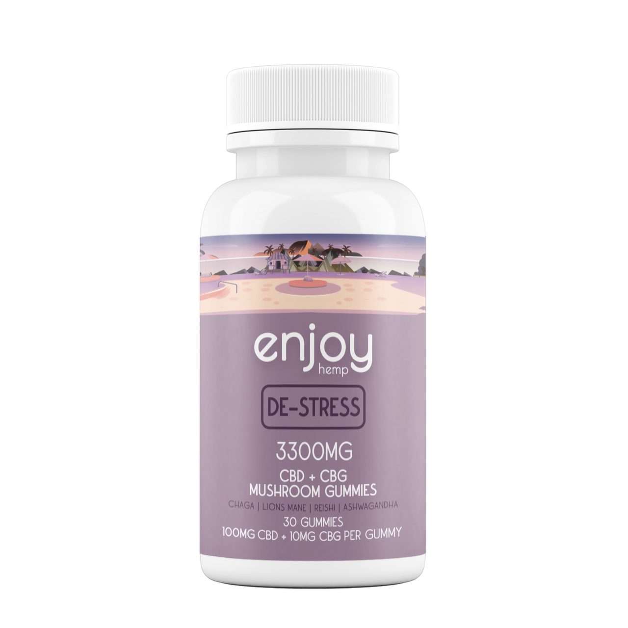 Enjoy Hemp CBD+Mushroom Gummies For De-Stress - Full Spectrum CBD + CBG + Mushrooms + Ashwagandha