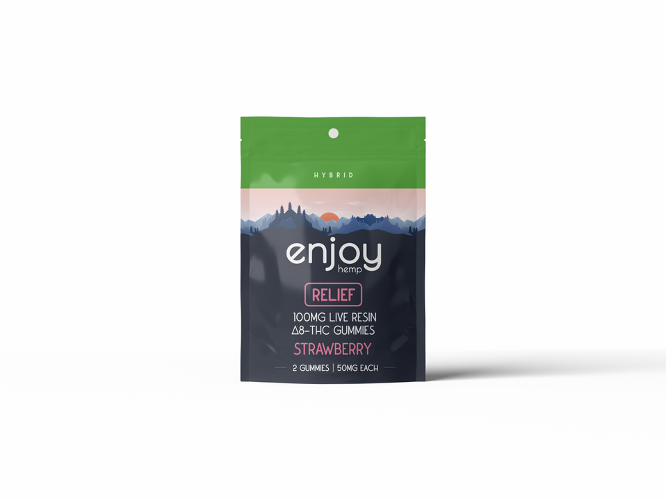 Enjoy Hemp 100mg Live Resin Delta 8 THC Gummies - 50 mg each | 2 gummies per pack