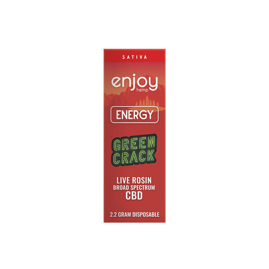 Enjoy Hemp Live Rosin Broad-Spectrum CBD 2.2G Disposable for Energy - Green Crack (Sativa)