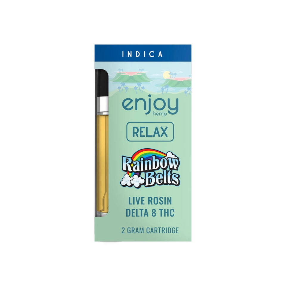 Enjoy Hemp Live Rosin Delta 8 THC 2 Gram Cartridge for Relaxation - Rainbow Belts (Indica)