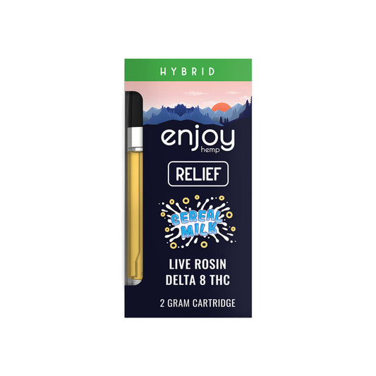 Enjoy Hemp Live Rosin Delta 8 THC 2 Gram Cartridge for Relief - Cereal Milk (Hybrid)