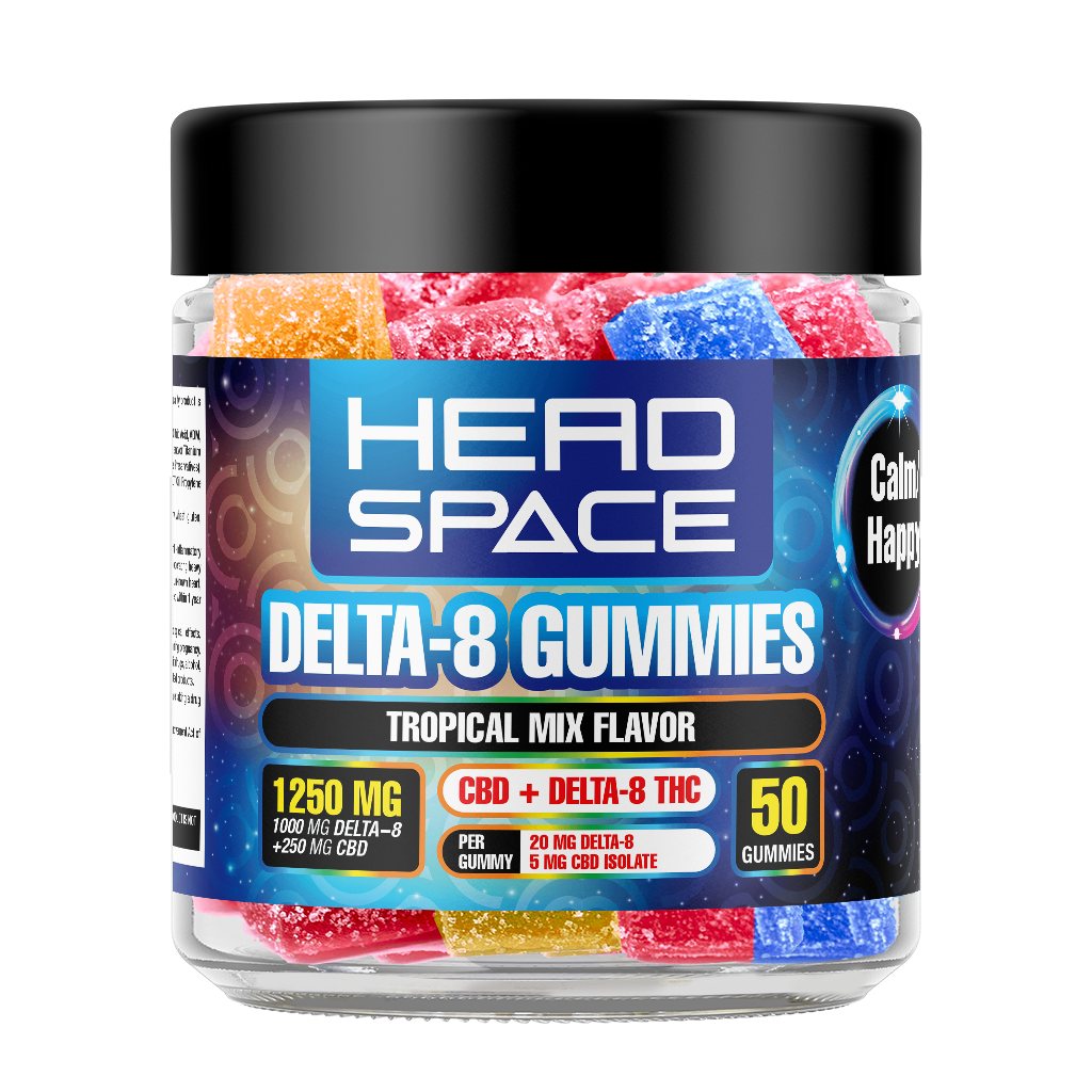 HeadSpace CBD + Delta 8 Gummies 50 ct - 1000mg Tropical Mix