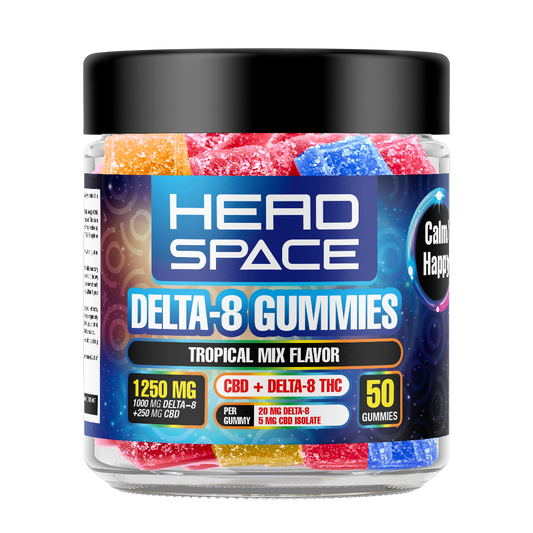 HeadSpace CBD + Delta 8 Gummies 50 ct - 1000mg Tropical Mix