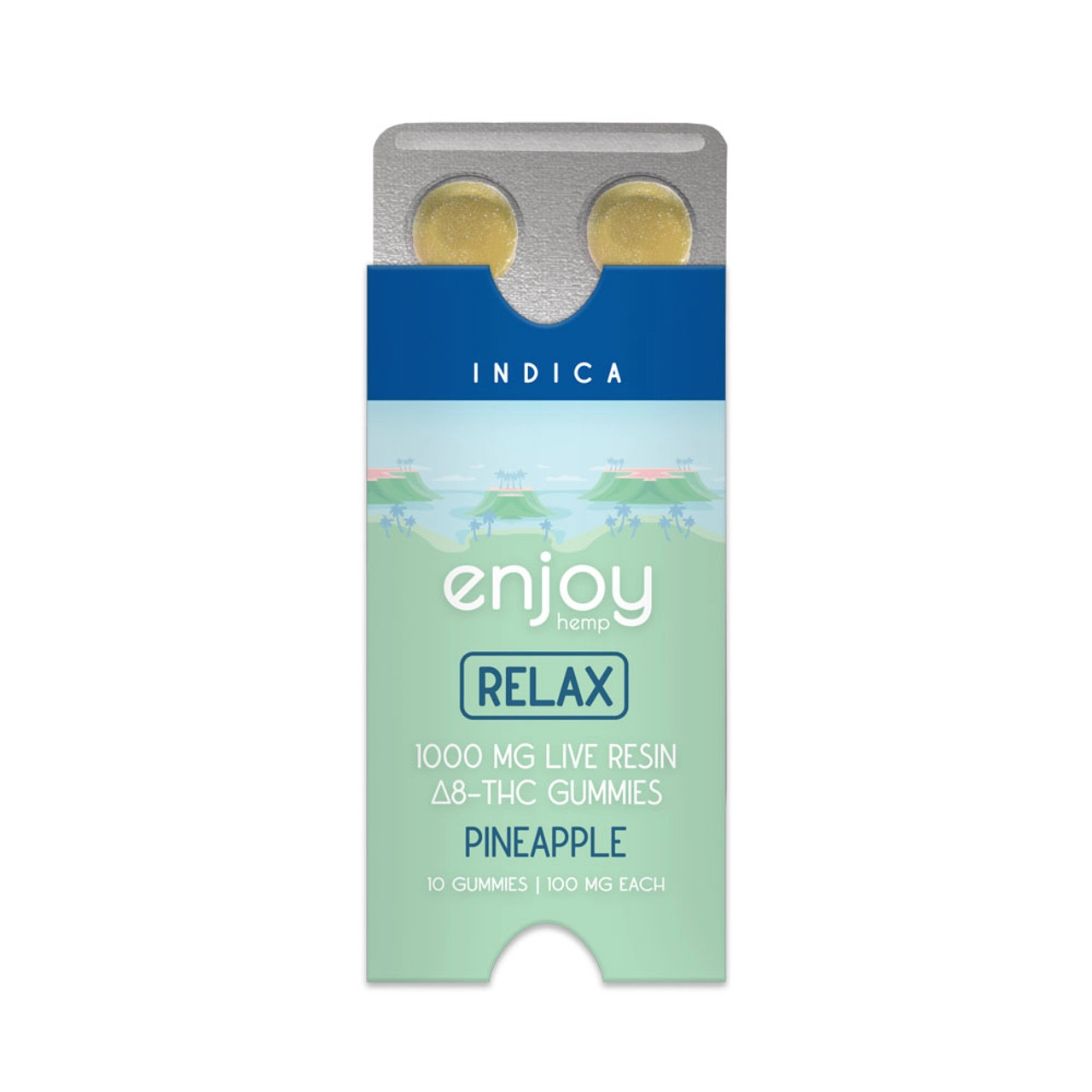 Enjoy Hemp Live Resin Relaxation Delta 8 THC 1000mg Gummies (Indica-Infused Pineapple) - (100 mg Each | 10 Gummies)