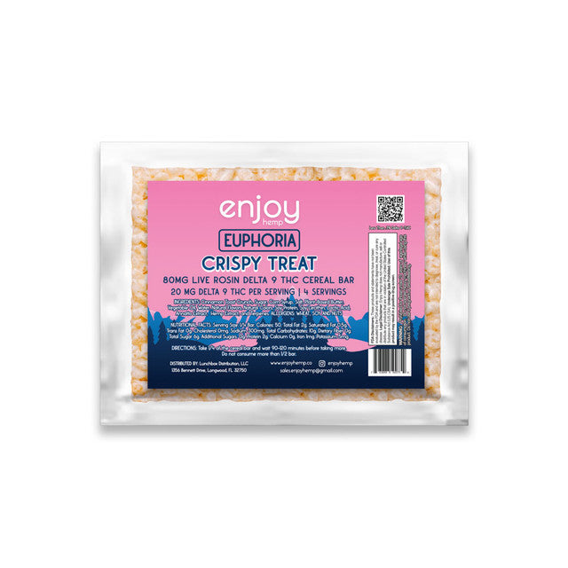 Enjoy Hemp 80 mg Live Rosin Delta 9 THC Cereal Bar - Euphoria (Sativa)