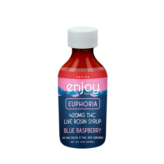 Enjoy Hemp Fast-Acting Live Rosin 420mg Delta 9 THC Syrup for Euphoria - Blue Raspberry (Sativa)