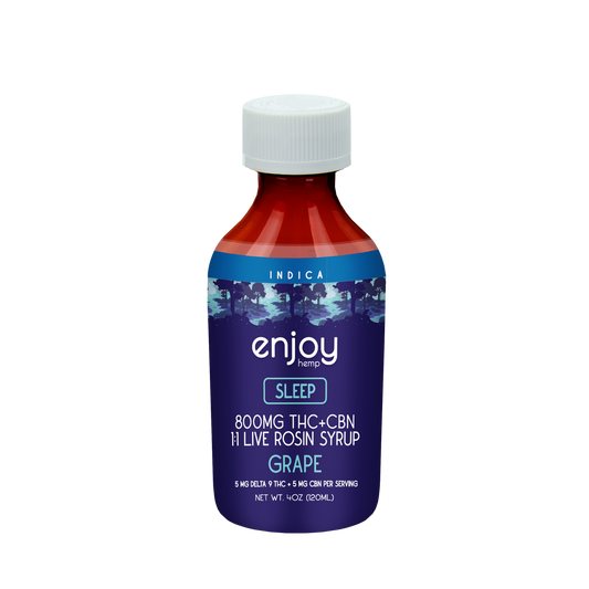 Enjoy Hemp 800 mg Live Rosin Delta 9 THC + CBN Syrup for Sleep - Grape (Indica)