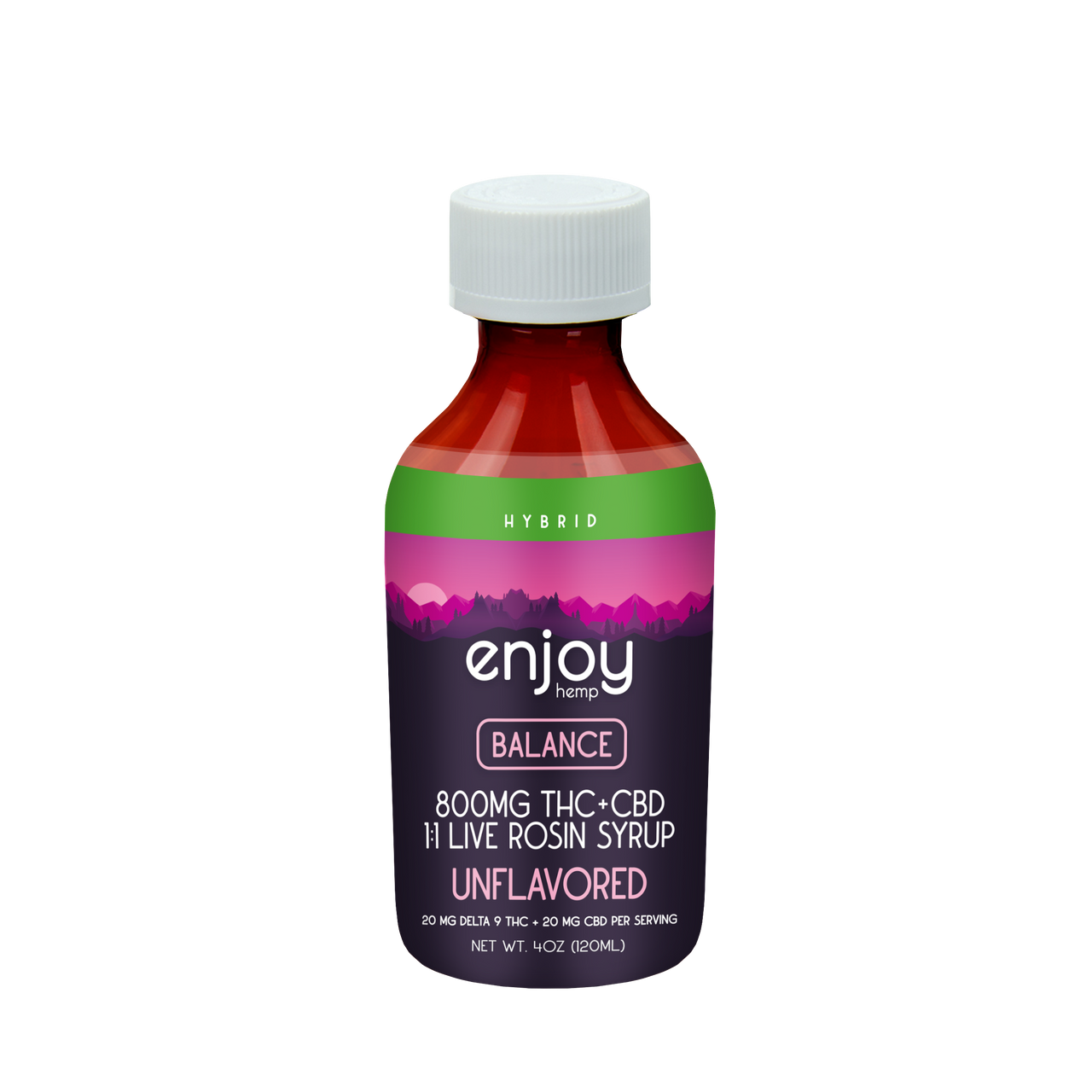 Enjoy Hemp 800 mg Balance 1:1 Live Rosin Delta 9 THC/CBD Syrup - Unflavored (Hybrid)