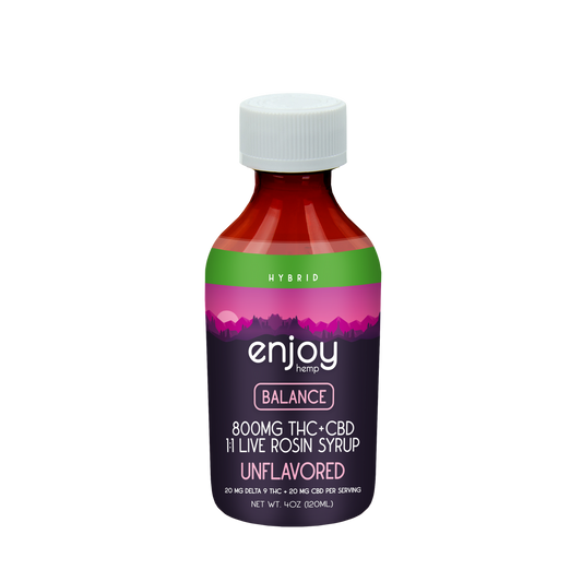 Enjoy Hemp 800 mg Balance 1:1 Live Rosin Delta 9 THC/CBD Syrup - Unflavored (Hybrid)