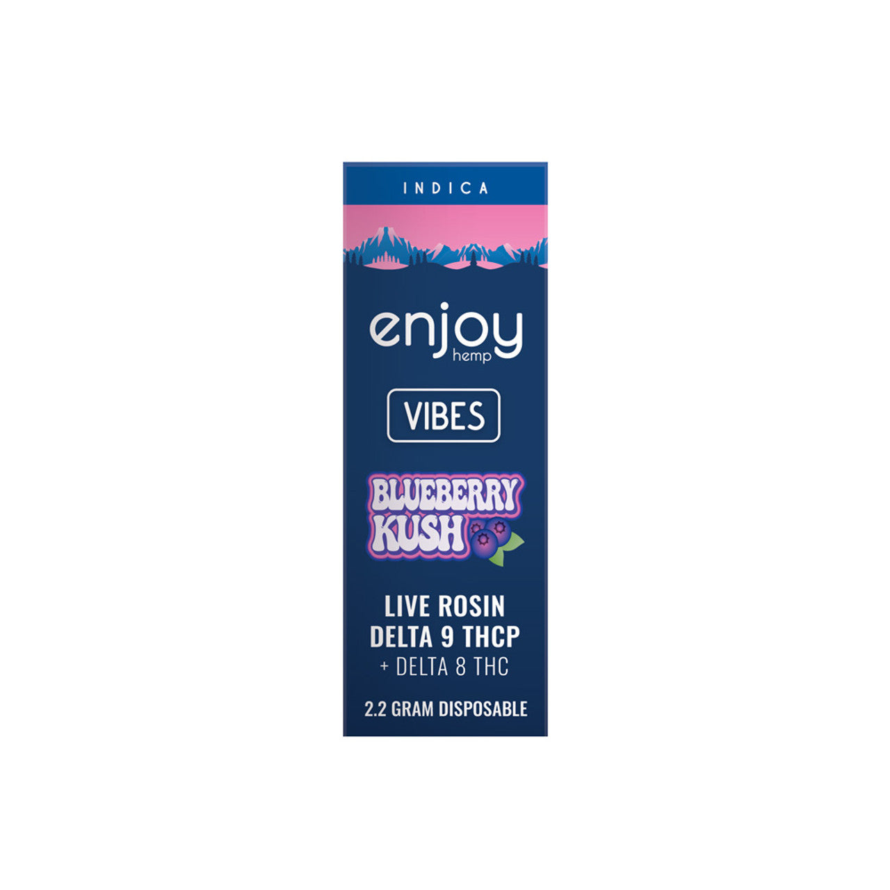 Enjoy Hemp Live Rosin Delta 9 THCP + Delta 8 THC 2.2 Gram Disposable for Vibes - Blueberry Kush (Indica)