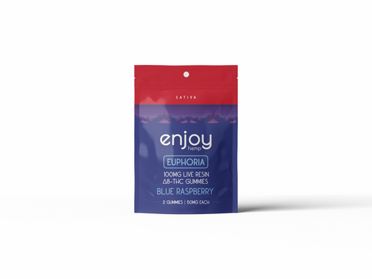 Enjoy Hemp 100mg Live Resin Delta 8 THC Gummies - 50 mg each | 2 gummies per pack