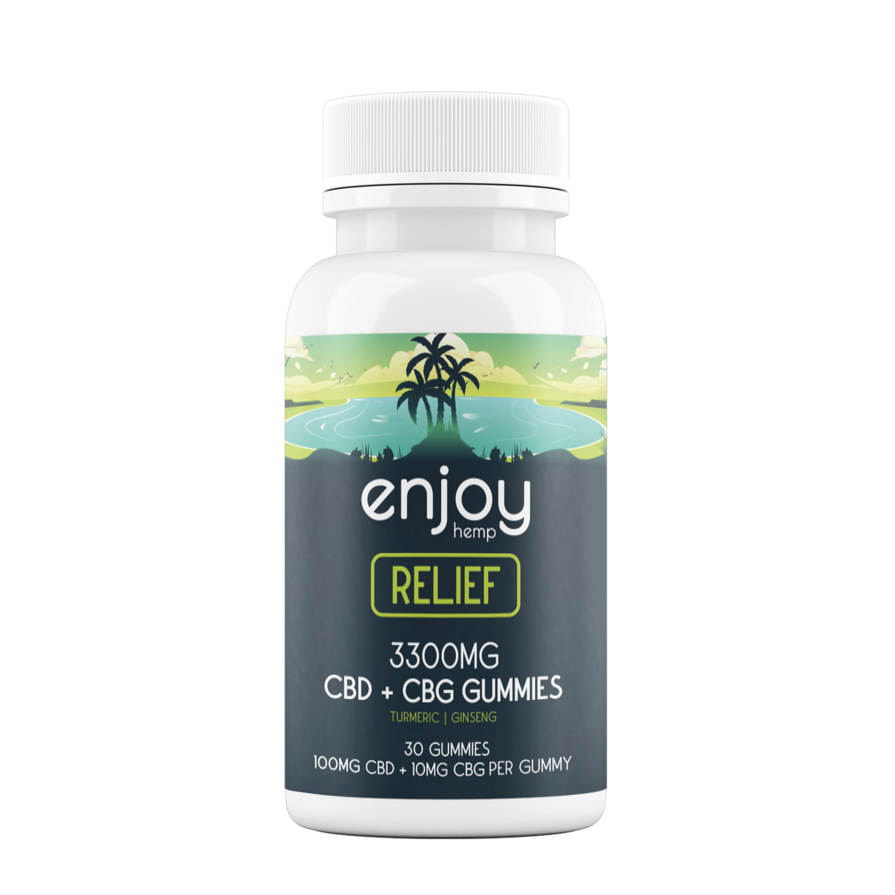 Enjoy Hemp CBD Gummies For Relief - Full Spectrum CBD + CBG + Turmeric + Ginseng