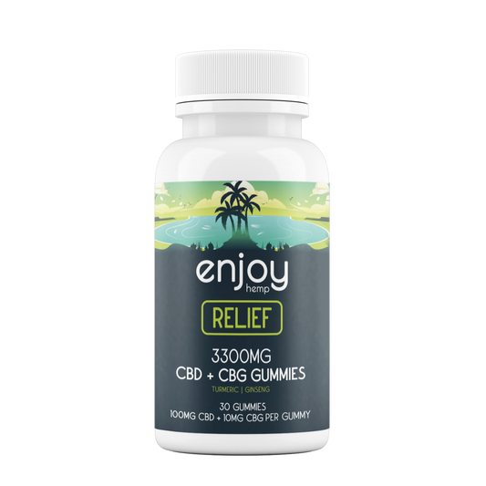 Enjoy Hemp CBD Gummies For Relief - Full Spectrum CBD + CBG + Turmeric + Ginseng